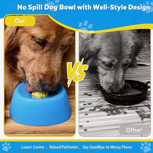 Slow Feeder Dog Bowl for Liquid Treats Anti-Slip Bone Broth Lick Bowl Rolling Ball Lick Toy for Dogs